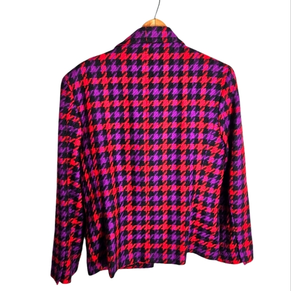 Albert Nipon Wool Houndstooth Plaid Blazer, size 16 - Picture 6 of 7